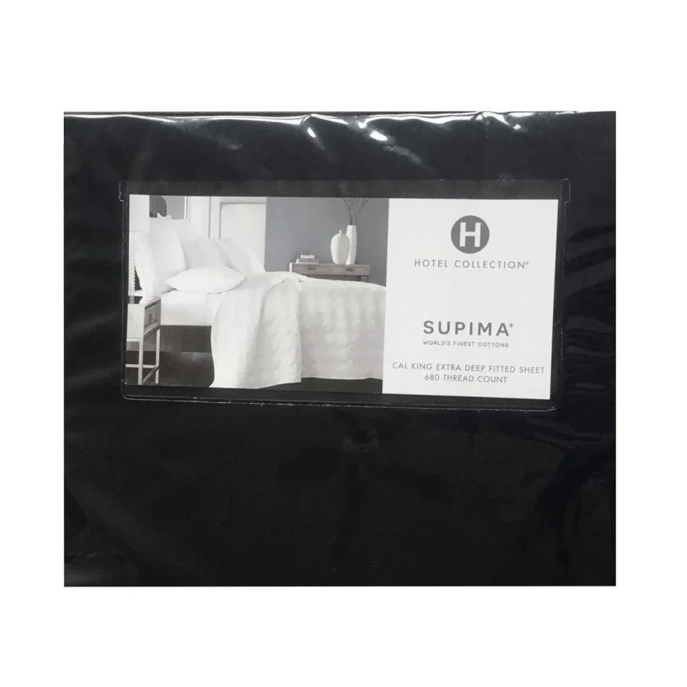 BLACK Hotel Collection 680 TC 100% Cotton CAL KING EXTRA DEEP Fitted Sheet (NEW)